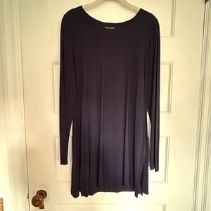 Navy blue Eileen Fisher washable silk long-sleeve tunic top M